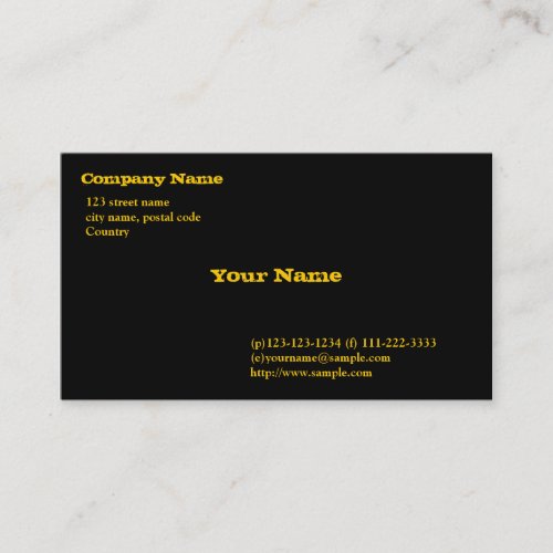black card, gold fonts business card templates