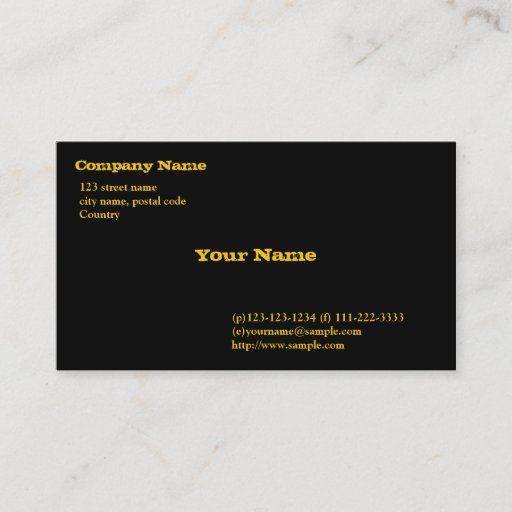 Customizable black card, gold fonts business card templates