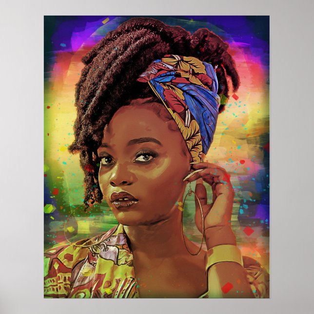 Black Caribbean Woman with Dreads Poster (Front)