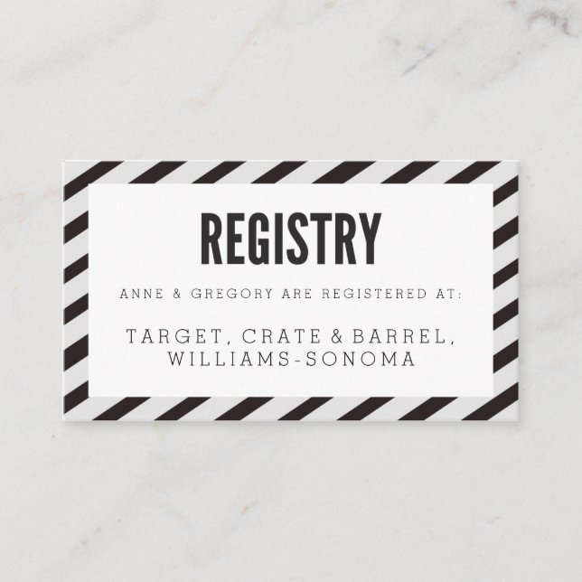 Black Carnival Stripes Registry Insert Card (Front)