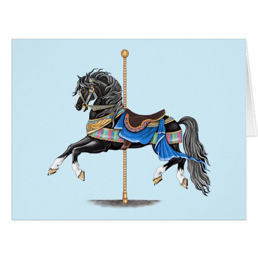 Black Carousel Horse Cards (Front Horizontal)