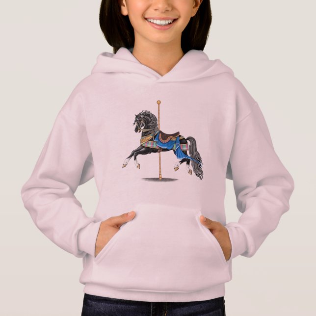 Black Carousel Horse Hoodie (Front)
