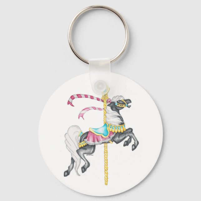 Black Carousel Horse Keychain (Front)