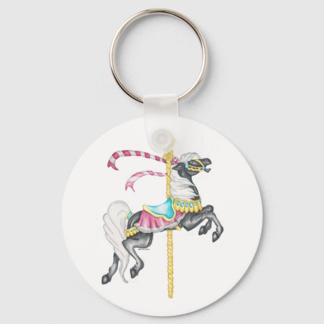 Black Carousel Horse Keyring (Front)