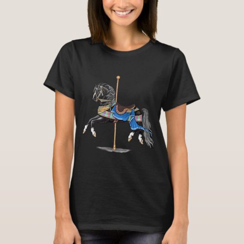 Black Carousel Horse T_Shirt