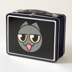 Black Cartoon Cat Metal Lunch Box