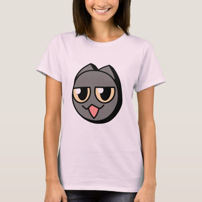 Black Cartoon Cat T-Shirt (Front)