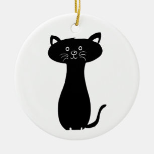 Black Cartoon Kitty Ceramic Ornament