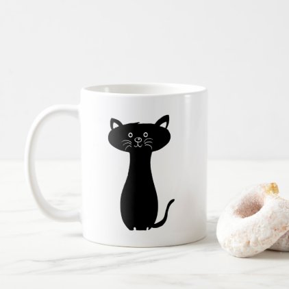 Black Cartoon Kitty Coffee Mug