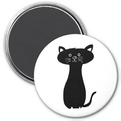 Black Cartoon Kitty Magnet