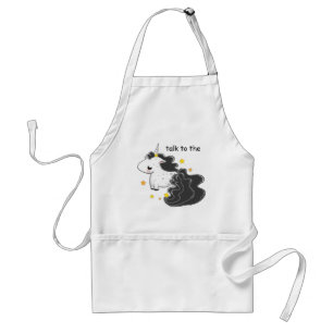 Black cartoon unicorn with stars apron