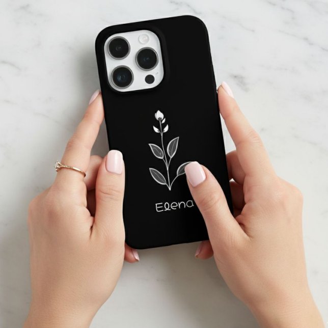 Black Case with White Flower - Elegant and Custom  (Creator Uploaded)