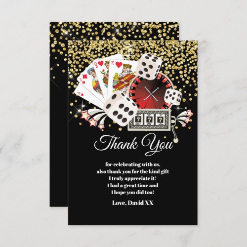 black  casino poker adult thank you card