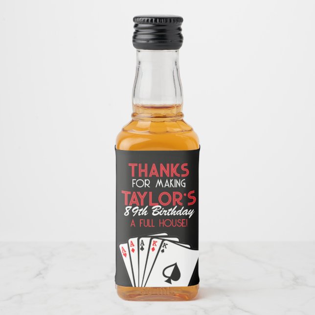 Black Casino Poker Birthday Favor Liquor Bottle Label (Front)
