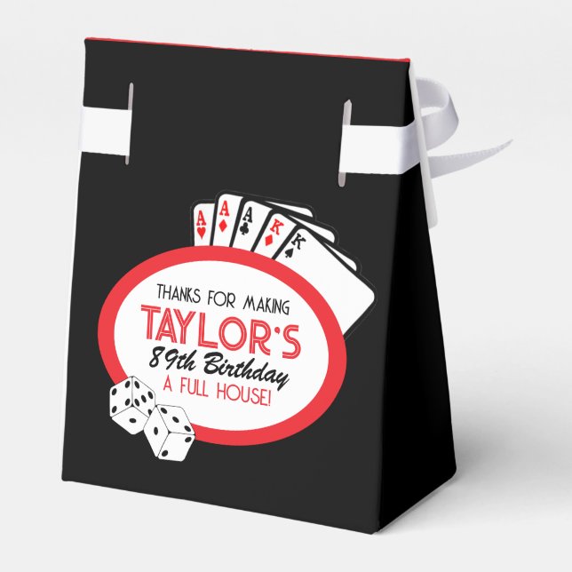 Black Casino Poker Birthday Party Favor Boxes (Back Side)