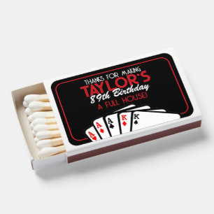 Black Casino Poker Birthday Party Favor Matchboxes