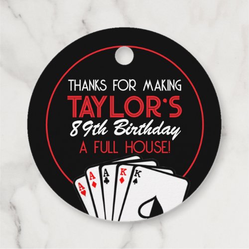 Black Casino Poker Card Birthday Favor Tags