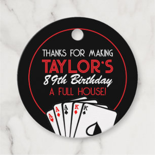 Black Casino Poker Card Birthday Favor Tags