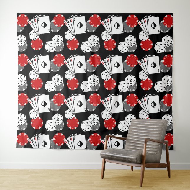 Black Casino Poker Large Tapestry Backdrop (In Situ (Horizontal))