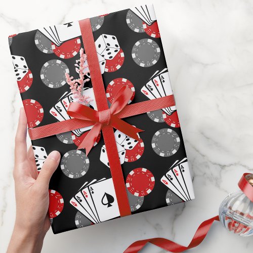 Black Casino Poker Party Wrapping Paper