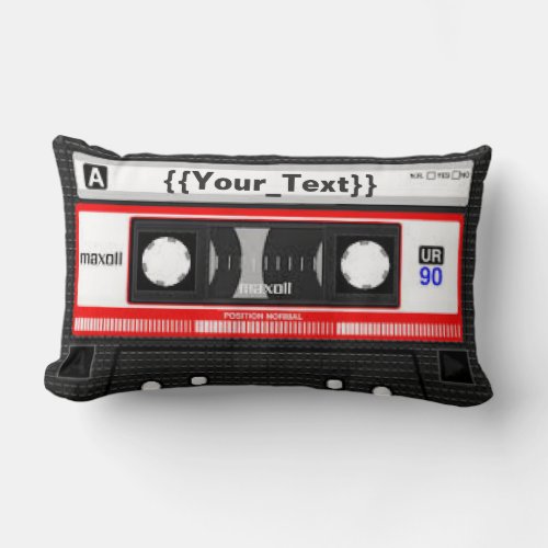 Black Cassette Tape Lumbar Pillow