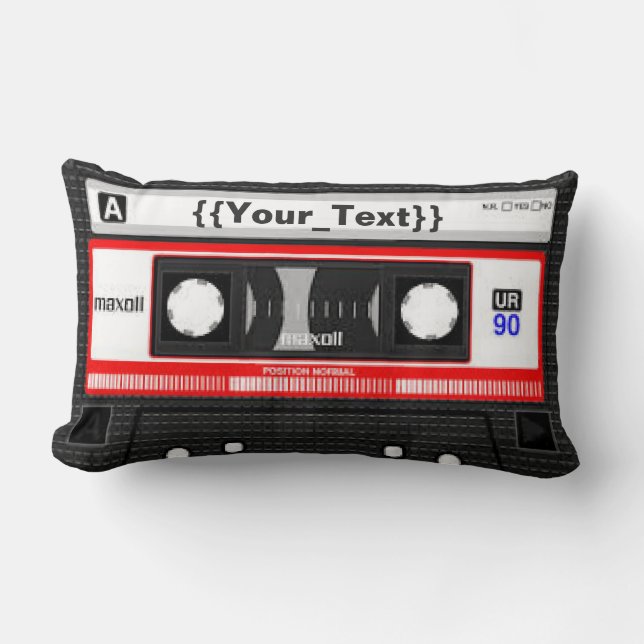 Black Cassette Tape Lumbar Pillow (Front)