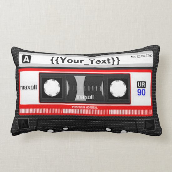 Black Cassette Tape Lumbar Pillow
