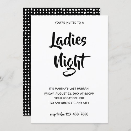 Black Casual Script  Ladies Night Bridal Shower Invitation