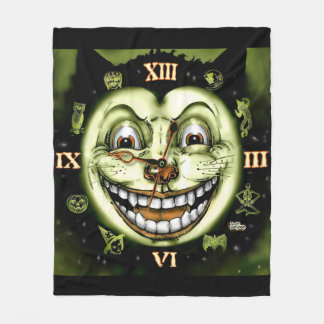 Black Cat 13 Clock Halloween Fleece Blanket