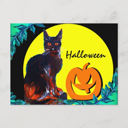 BLACK CAT 2 HALLOWEEN PARTY INVITATION POSTCARD