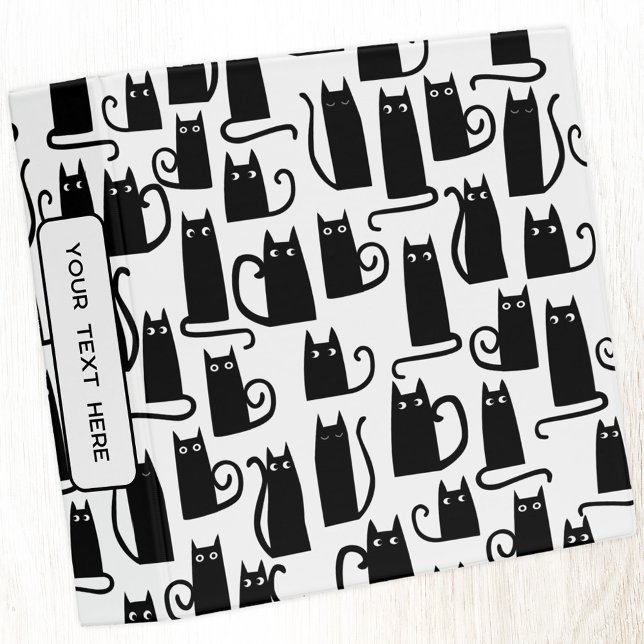 Black Cat 3 Ring Binder (Fun Black Cat custom text personalized 3 ring binder for animal lovers)