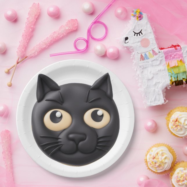 Black Cat 3D Inspired Paper Plates (Party)
