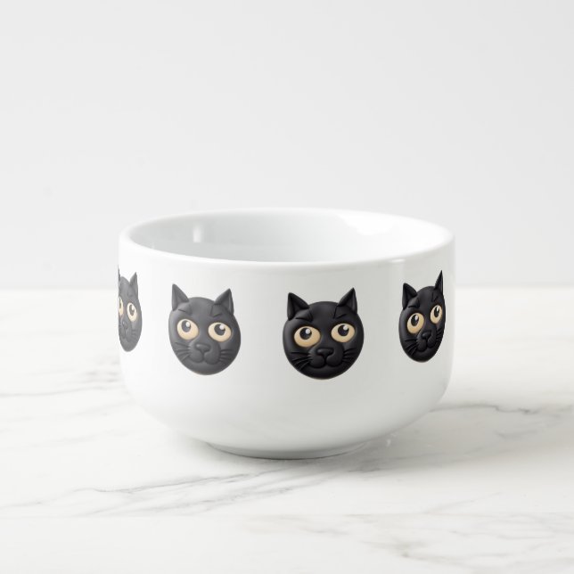 Black Cat 3D Inspired Soup Mug (Front)