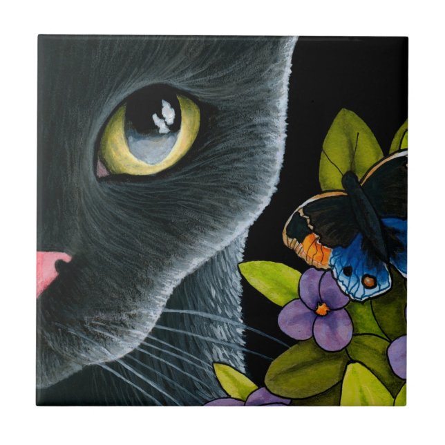 Black cat 557 ceramic tile (Front)