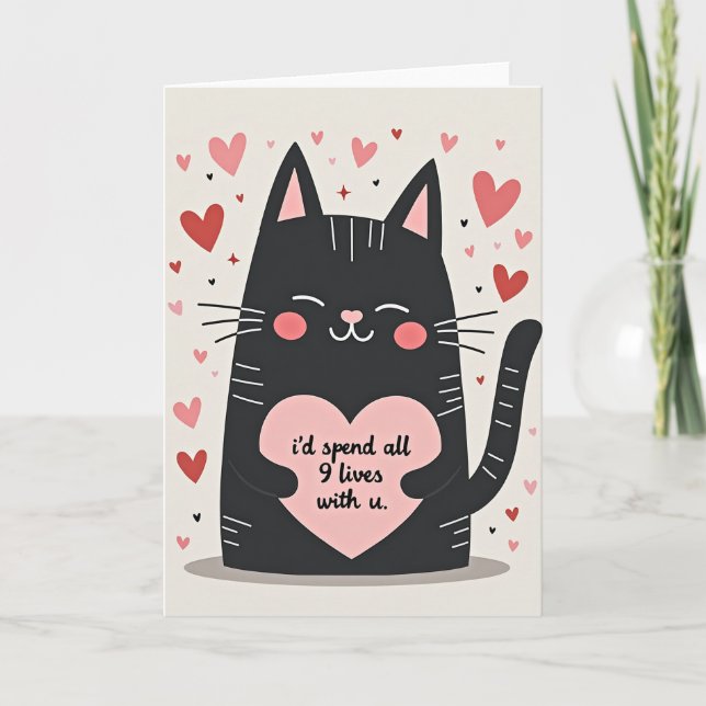 Black Cat 9 Lives Love You Card (Front)