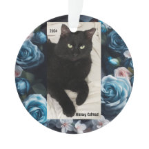 Black Cat Acrylic Ornament - Meowy Catmas 