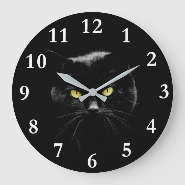 Black Cat Acrylic Wall Clock (Front)