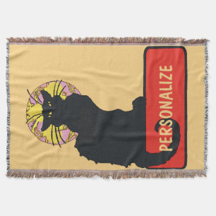 Black Cat, add text, Throw Blanket