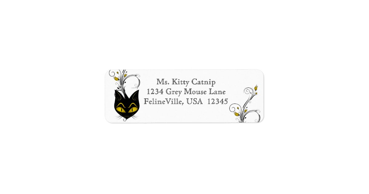 Black Cat Address Label Zazzle