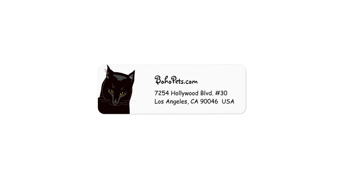 Black Cat address labels Zazzle