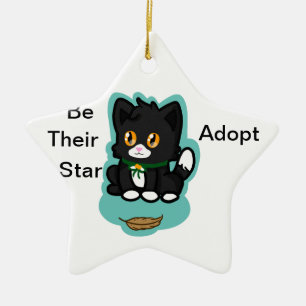 Black Cat Adopt Ceramic Ornament