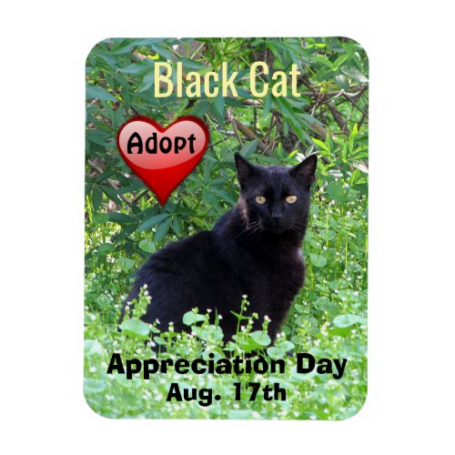Black Cat Adoption Appreciation Day Magnet