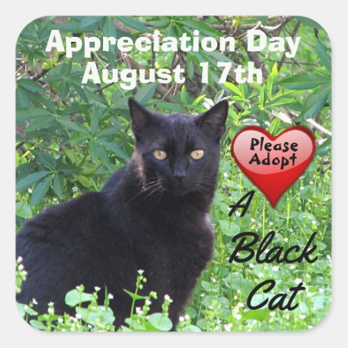 Black Cat Adoption Appreciation Day Stickers