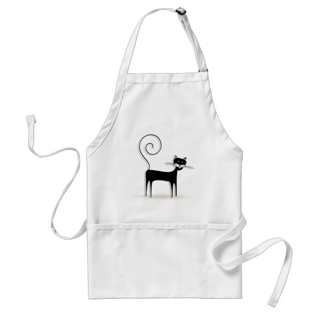 Black cat adult apron (Front)