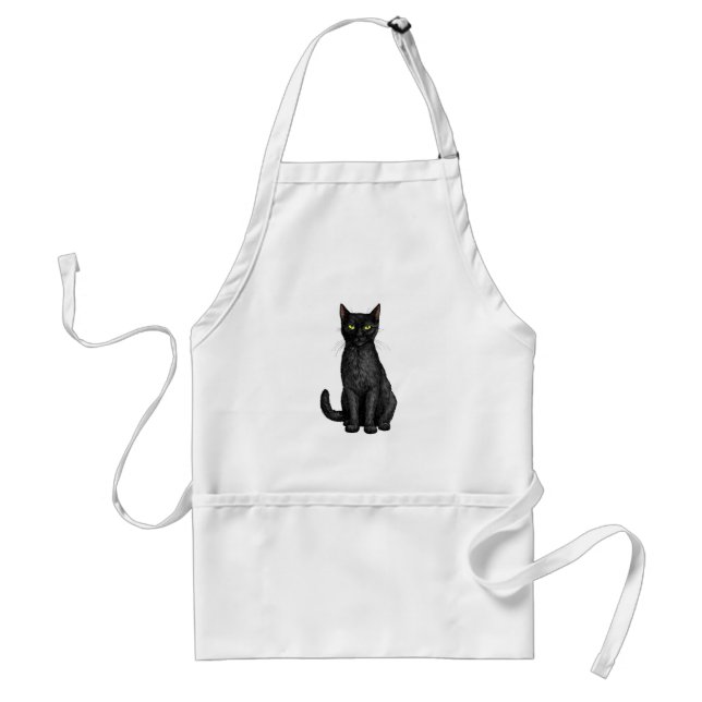 Black cat adult apron (Front)