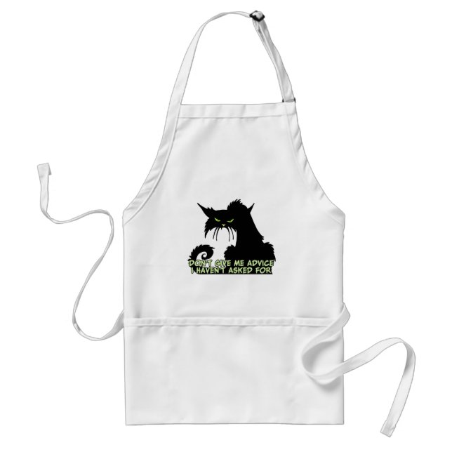 Black Cat Advice Saying Adult Apron (Front)
