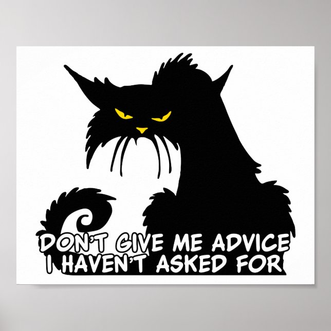 Black Cat Advice Saying Poster (Front)