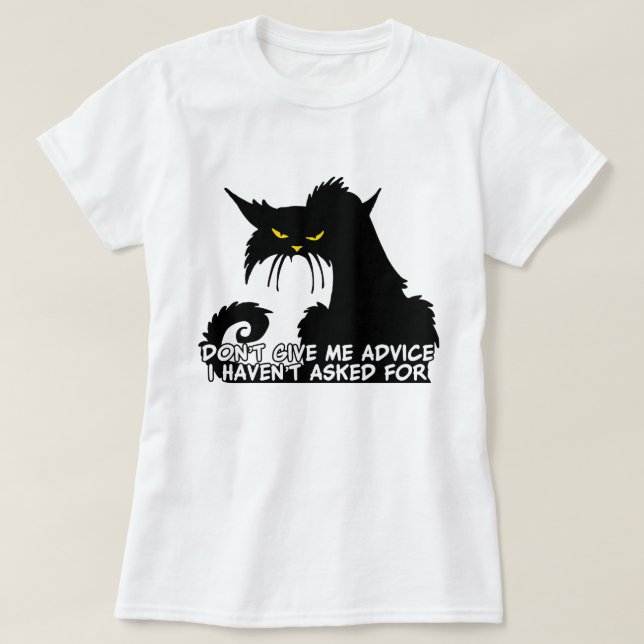 Black Cat Advice Saying T-Shirt (Design Front)