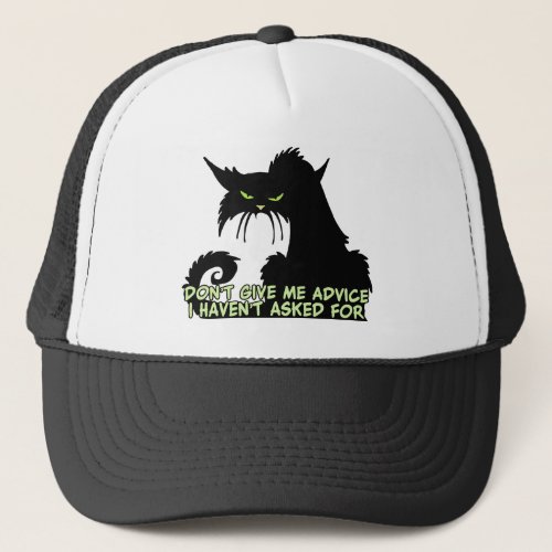 Black Cat Advice Saying Trucker Hat