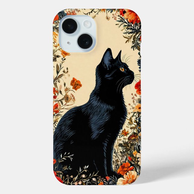 Black Cat Aesthetic Minimal Cat Lover Gift Case-Mate iPhone Case (Back)